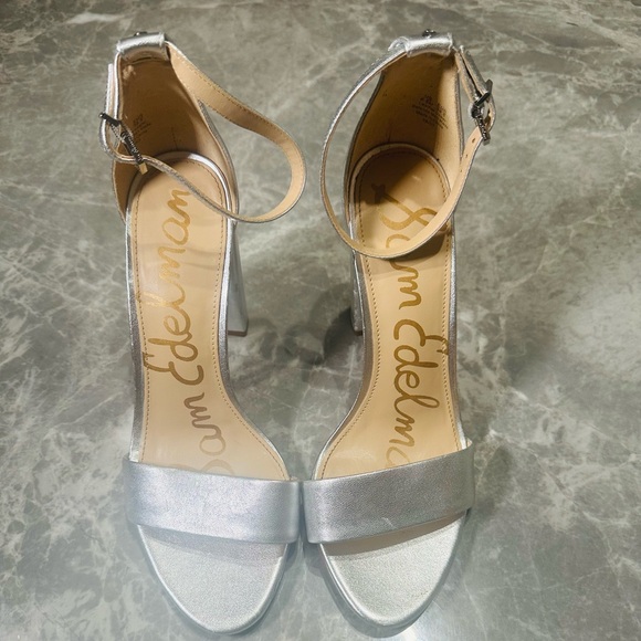 Women's Sam Edelman Daniella Heeled Sandal /Silver /Open Toe Formal Shoes SZ 8.5 - Picture 2 of 6